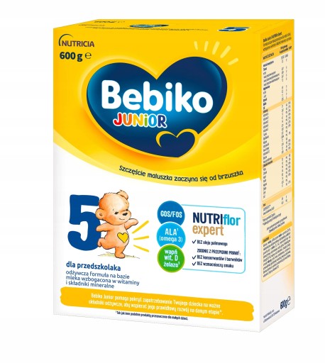 BEBIKO JUNIOR 5 NUTRIFLOR EXPERT MLEKO DLA DZIECI POW. 2,5. ROKU ŻYCIA 600G