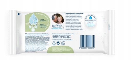 Chusteczki nawilżane 99,9% wody WaterWipes 4x60 dla dzieci biodegradowalne
