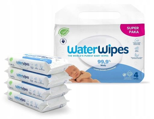 Chusteczki nawilżane 99,9% wody WaterWipes BIO 4x60szt (240) dla dzieci