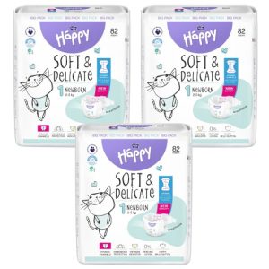 HAPPY PIELUSZKI 1 NEWBORN 2-5 KG 82 SZT. ZAPAS NA MIESIĄC