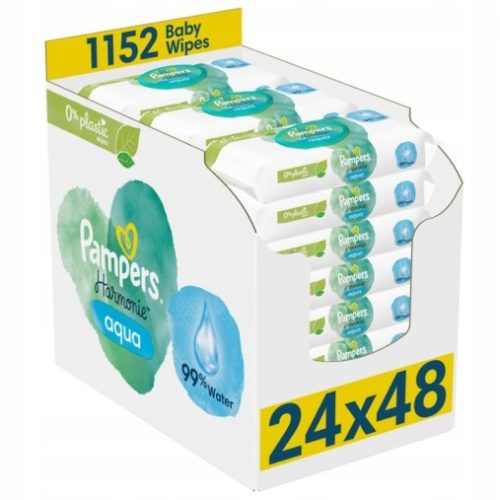 PAMPERS Harmonie AQUA Chusteczki nawilżane dla dzieci op. 24x48 szt