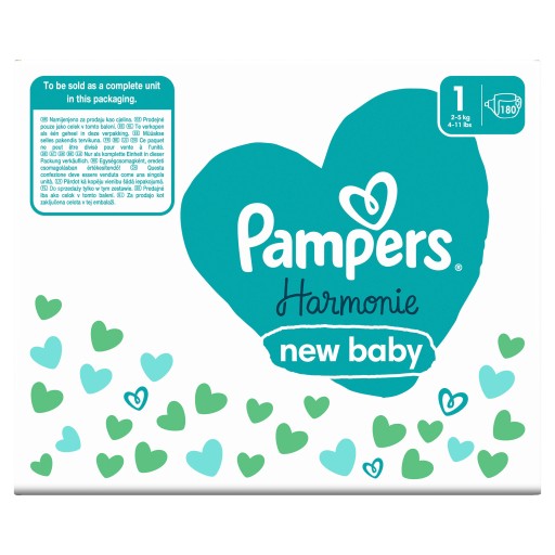 Pampers Harmonie Rozmiar 1 180 szt. Pieluszki Miesięczny zapas