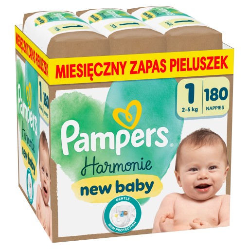 Pampers Harmonie Rozmiar 1 180 szt. Pieluszki Miesięczny zapas