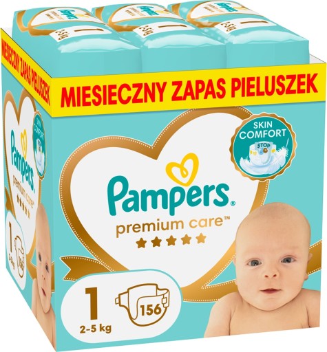 Pampers Premium Care Pieluszki, rozmiar 1, 2-5 kg, 156 szt.