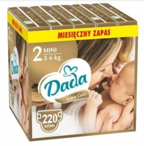 Pieluchy Dada 2 Złote Pieluszki Extra Care Pampersy zapas 3-6 kg 220 szt
