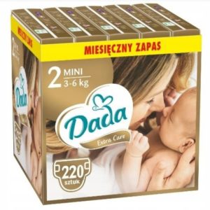 Pieluchy Dada 2 Złote Pieluszki Extra Care Pampersy zapas 3-6 kg 220 szt