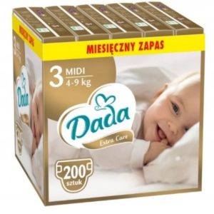 Pieluchy Dada 3 Złote Pieluszki Extra Care Pampersy Zapas 4-9 kg 200 szt