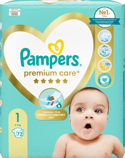 Pieluchy PAMPERS Premium Care Rozmiar 1 (72 szt.)