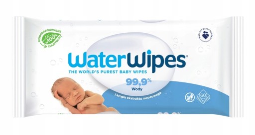 Chusteczki nawilżane 99,9% wody WaterWipes BIO 9x60 dla dzieci